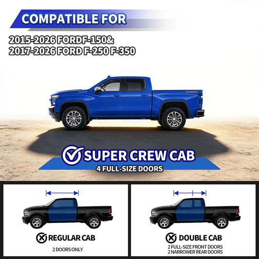 TOPBEE 2-Tier Steel Drop Steps for Ford F-150 SuperCrew & Super Duty Crew Cab RB09