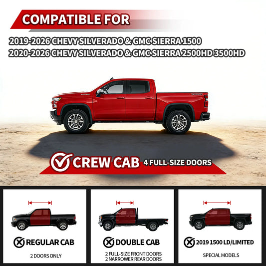 TOPBEE Running Boards for Silverado/Sierra 1500 & 2500HD/3500HD Crew Cab RB01