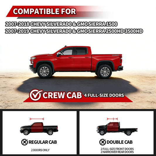 TOPBEE 2-Tier Steel Drop Steps for Chevy Silverado & GMC Sierra Crew Cab RB06