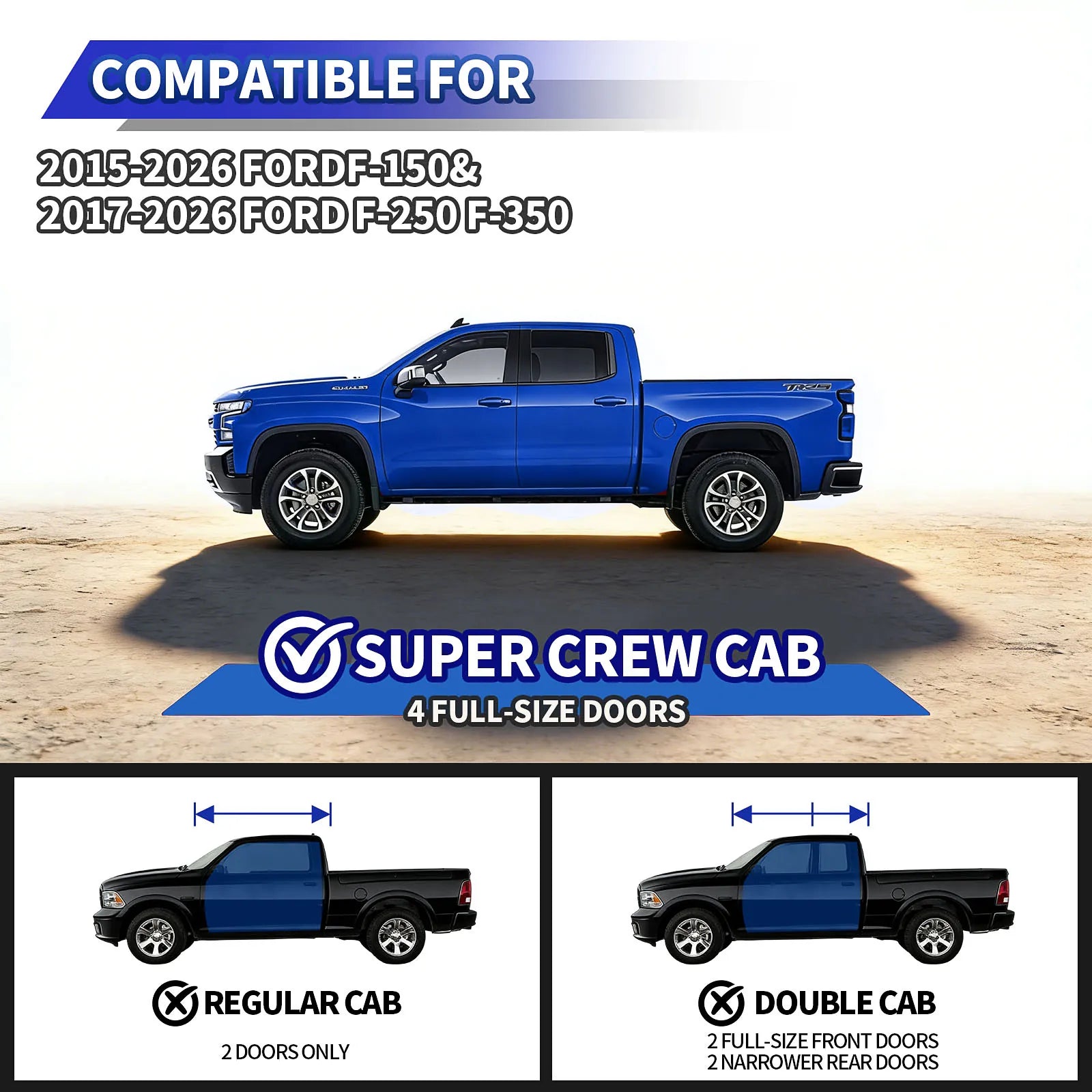TOPBEE 2-Tier Steel Drop Steps for Ford F-150 SuperCrew & Super Duty Crew Cab RB09