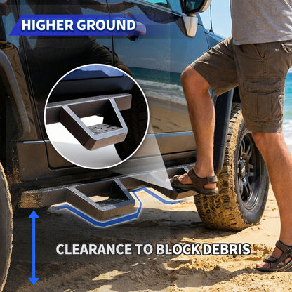 TOPBEE 2-Tier Steel Drop Steps for Ford F-150 SuperCrew & Super Duty Crew Cab RB09