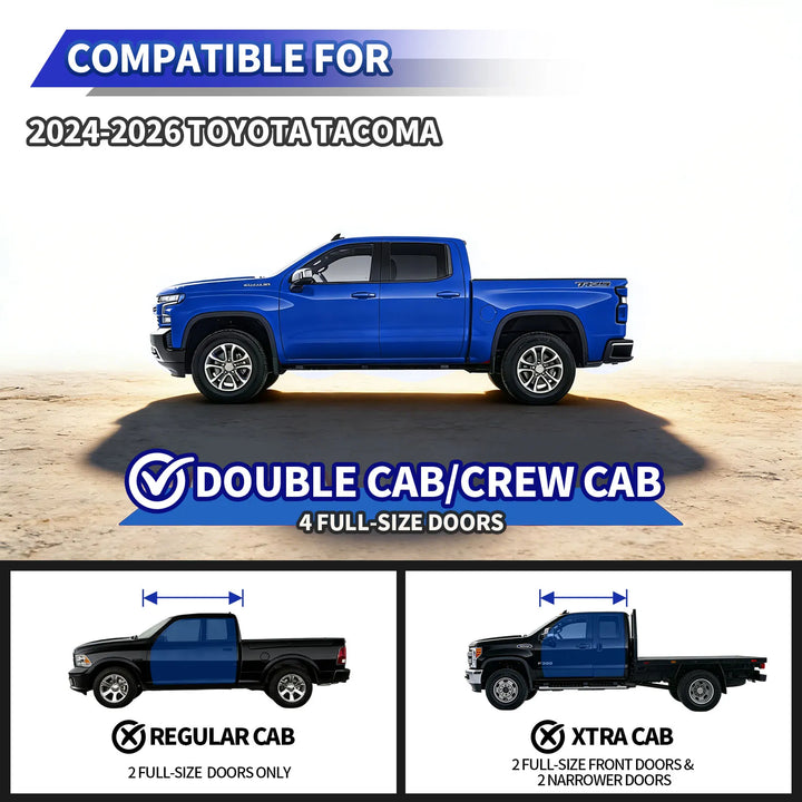 TOPBEE Black 2-Tier Drop Steps for 2024–2026 Toyota Tacoma Double Cab