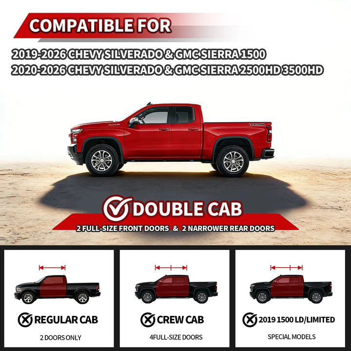 TOPBEE Double Cab Running Boards for Chevy Silverado & GMC Sierra RB07